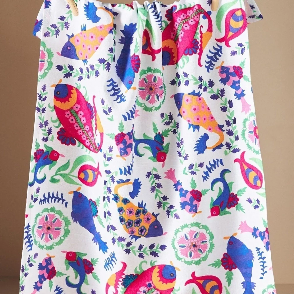 Anthropologie Suzani Fish Dish Towel